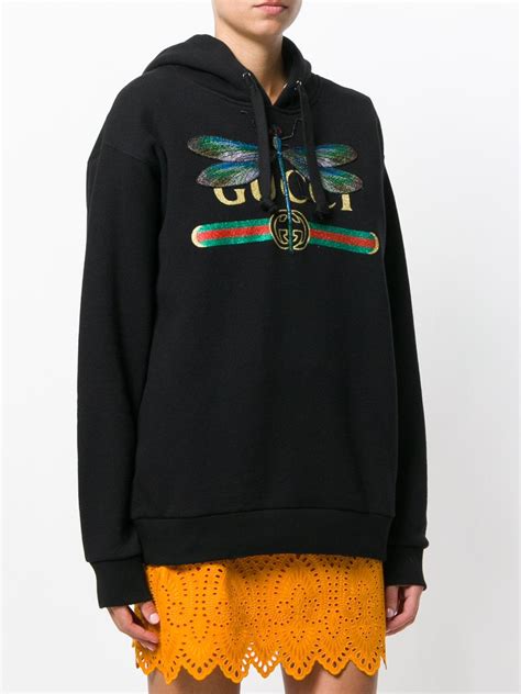 gucci black hoodie with red lips|Gucci dragonfly hoodie.